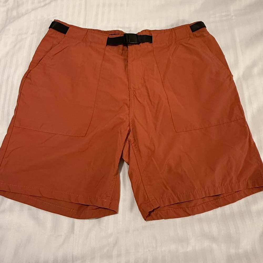 Onia Mens Burnt Orange Belted Cargo Shorts Cotton Nylon Blend Size Medium